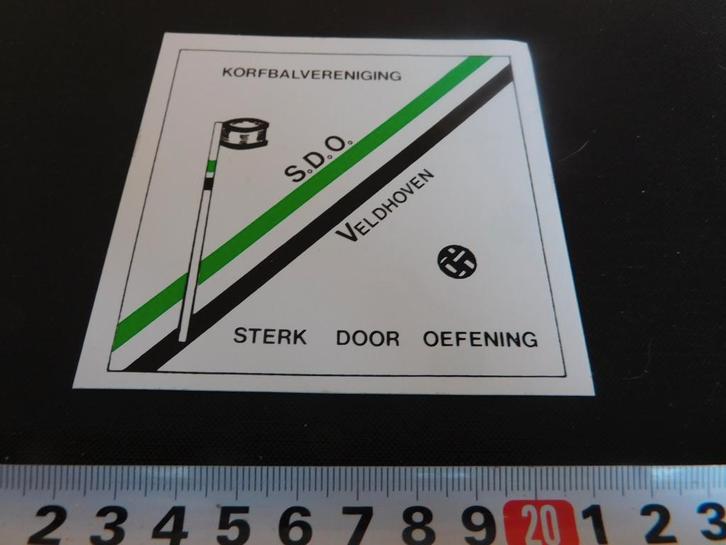 sticker Veldhoven S.D.O. Korfbalvereniging Korfbal PMA053, Hobby en Vrije tijd, Stickers en Plaatjes, Zo goed als nieuw, Sticker