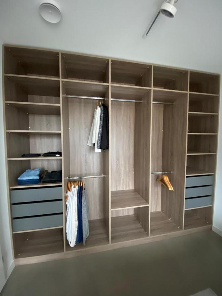 Maatwerk inloop kledingkast -vakken & laden- eiken sonoma, Huis en Inrichting, Kasten | Kledingkasten, Zo goed als nieuw, 200 cm of meer