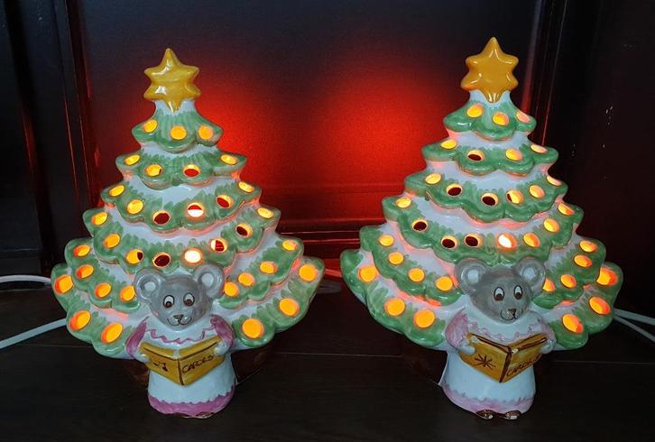 Kerstlampjes kerstverlichting kerstboom keramiek vintage oud, Diversen, Kerst, Gebruikt, Ophalen of Verzenden