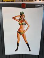 Vintage BP Reclame Poster Pin up in Bikini, Verzamelen, Ophalen, Reclamebord, Gebruikt, .