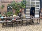 9 stoere sidetable’s - krukjes. Old Brown, Huis en Inrichting, Tafels | Sidetables, Ophalen, Teakhout, Nieuw, Nvt