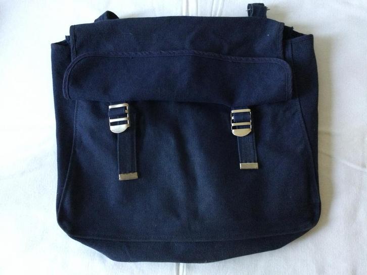 Retro Blauwe Schoudertas canvas, Motoren, Accessoires | Koffers en Tassen, Zo goed als nieuw, Ophalen of Verzenden