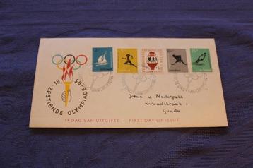 Nederland, FDC E26 Olympiade 1956 open envelop beschikbaar voor biedingen