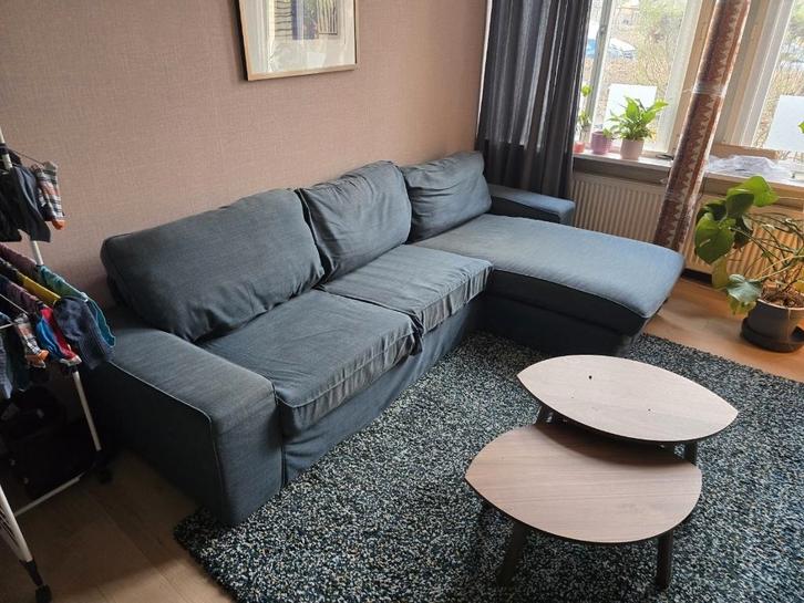 Donkerblauwe IKEA Kivik 3-persoons bank (280cm breed), Huis en Inrichting, Banken | Bankstellen, Gebruikt, Rechte bank, Driepersoons