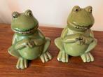 Twee decoratieve keramieken kikkers, Ophalen of Verzenden, Gebruikt, Overige materialen, Dierenbeeld