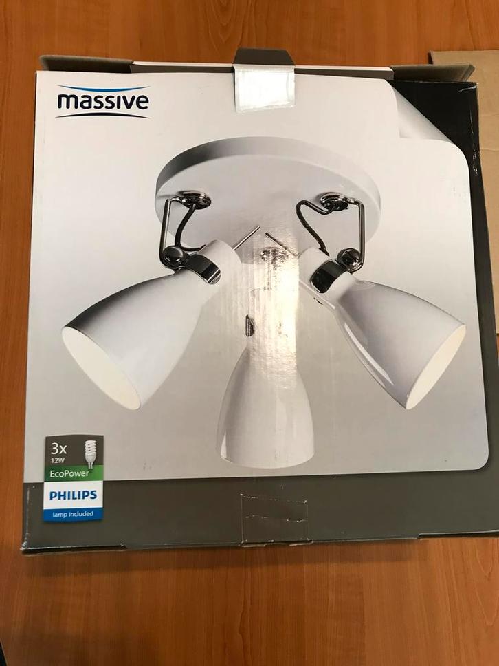 Philips Massive Plafondlamp 3 Spots - Nieuw in Doos, Huis en Inrichting, Lampen | Plafondlampen, Nieuw, Ophalen of Verzenden