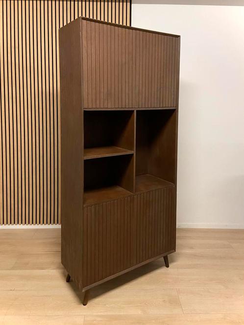 Boekenkast / wandkast Vida in mokka Tabacco mango 200 cm, Huis en Inrichting, Kasten | Wandmeubels, Zo goed als nieuw, 200 cm of meer