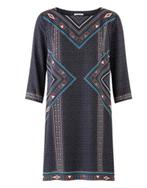 Promod blauwe jurk tuniek met etnische print maat 38, Maat 38/40 (M), Blauw, Nieuw, Boven de knie