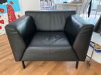 Rolf Benz Linea fauteuil zwart leer, Ophalen, Zo goed als nieuw, 50 tot 75 cm, Leer