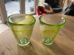 Kosta Boda Ulrica Hydman Vallien Vaas glas 2 x groen, Ophalen of Verzenden