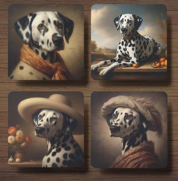 Dalmatiër Rembrandt stijl onderzetters met houder beschikbaar voor biedingen