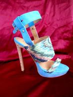 Open plateaupump hoge hak met enkelbandje mt. 37, Ophalen, Pumps, Blauw, Liliana