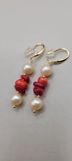 Parel koraal oorbellen, Overige materialen, Hangers, Ophalen of Verzenden, Zo goed als nieuw