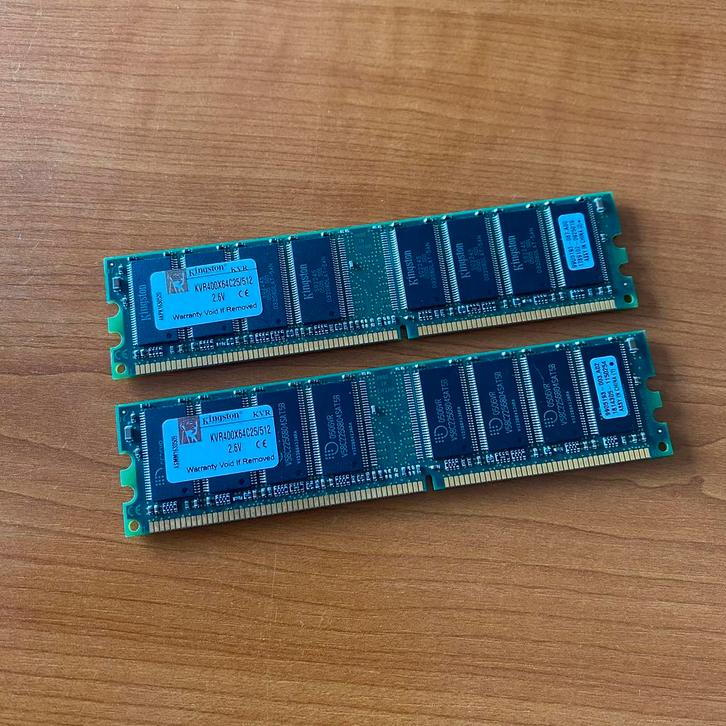 Kingston 1GB PC1 400MHz DDR ( 2x 512MB ), Computers en Software, RAM geheugen, Gebruikt, Desktop, 1 GB of minder, DDR, Ophalen of Verzenden