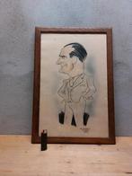 Karikatuur (1945) – WO2 periode – Gesigneerd “J. Schi”, Antiek en Kunst, Ophalen of Verzenden