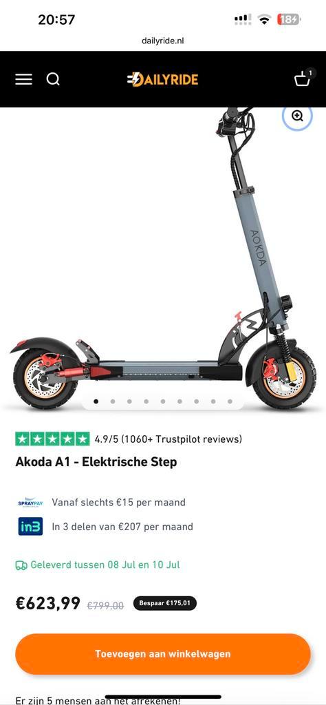 elektrische scooter AKODA a1, Fietsen en Brommers, Steps, Zo goed als nieuw, Elektrische step (E-scooter), Ophalen