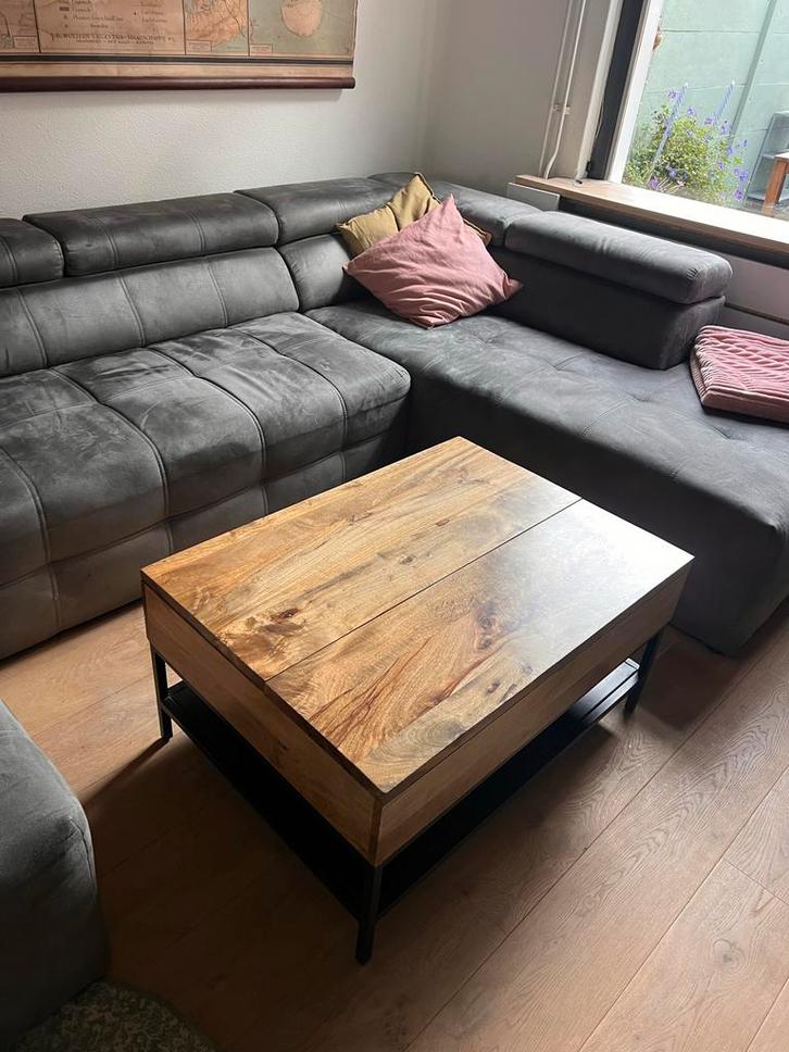 Uitklapbare Salontafel Mango Hout, Huis en Inrichting, Tafels | Salontafels, Zo goed als nieuw, Minder dan 50 cm, 50 tot 100 cm