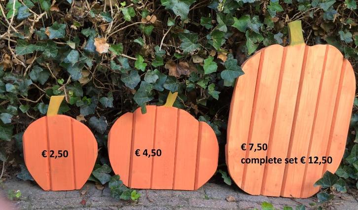 Herfstdecoratie: set houten kalebassen, houten zonnebloemen, Tuin en Terras, Tuinwanddecoratie, Nieuw, Ophalen