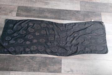 Zwarte sjaal met zilver strass print -  Omslagdoek   beschikbaar voor biedingen