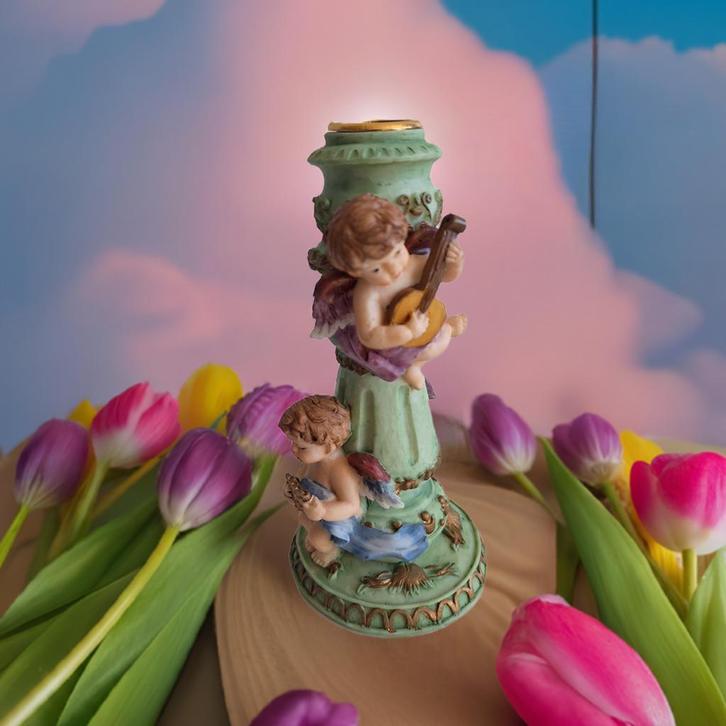 Muziek Cupido kandelaar, van kunsthars, Antiek en Kunst, Curiosa en Brocante, Verzenden