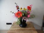 Veldboeket met kunstbloemen in zwarte vaas, Ophalen, Zo goed als nieuw, Binnen