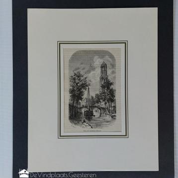 Gravure Oude Gracht met Dom te Utrecht beschikbaar voor biedingen