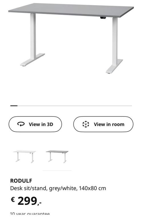 bureau zit/sta ikea 140*80 Rodulf elektrisch work table, Huis en Inrichting, Tafels | Statafels, Zo goed als nieuw, Ophalen of Verzenden