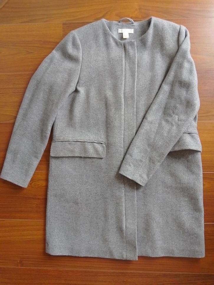 GRIJS GEMELEERDE MANTEL - RECHT MODEL !!, Kleding | Dames, Jassen | Winter, Zo goed als nieuw, Maat 42/44 (L), Grijs, Ophalen of Verzenden