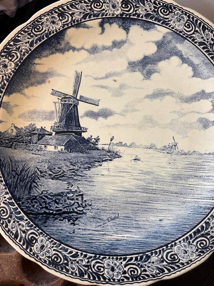 Delfts Blauwe Schaal met Molen, Antiek en Kunst, Antiek | Wandborden en Tegels, Ophalen of Verzenden