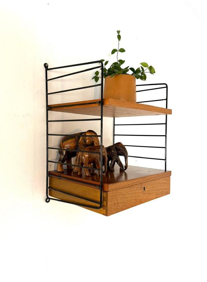 Vintage wandrek, Nisse String ‘60, Huis en Inrichting, Woonaccessoires | Wandplanken en Boekenplanken, Zo goed als nieuw, Ophalen of Verzenden