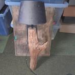 Driftwood wandlamp met 2 lampenkappen, Huis en Inrichting, Lampen | Wandlampen, Ophalen of Verzenden, Zo goed als nieuw, Metaal