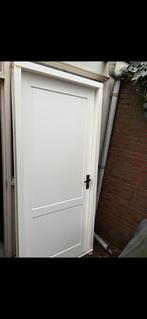Witte houten binnendeur, Ophalen, Gebruikt, 80 tot 100 cm, Buitendeur