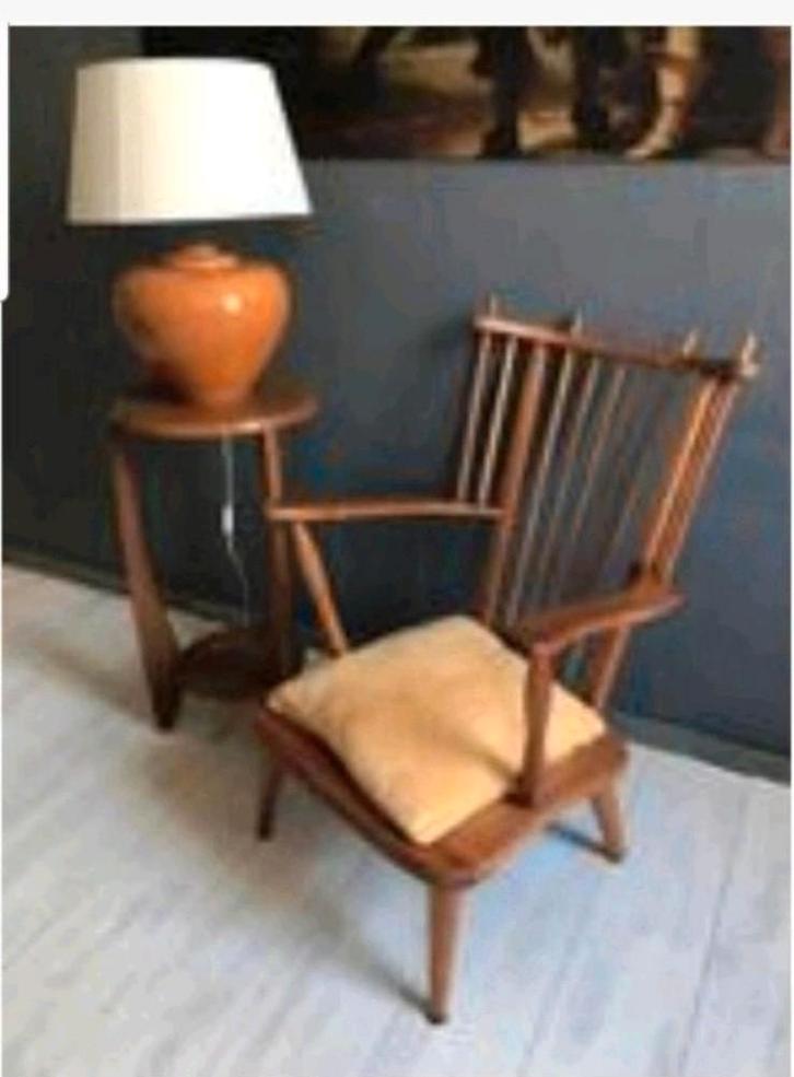Vintage Scandinavisch design spijlenstoel, fauteuil, Antiek en Kunst, Antiek | Meubels | Stoelen en Banken, Ophalen