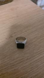 Zilveren Buddha Ring Obsidiaan - Maat 19, Gebruikt, 19 tot 20, Heer, Ophalen of Verzenden