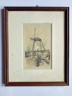 De molen van Oskam, door Anton Pieck in lijst 26,5 x 21,7 cm, Ophalen of Verzenden
