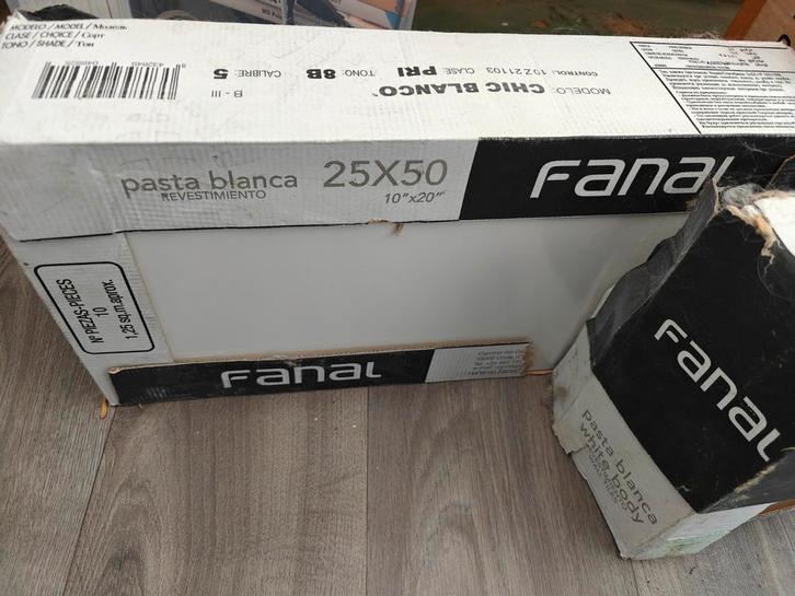 Fanal badkamertegels 25x50 glans wit - 19 stuks, Doe-het-zelf en Verbouw, Tegels, Ophalen