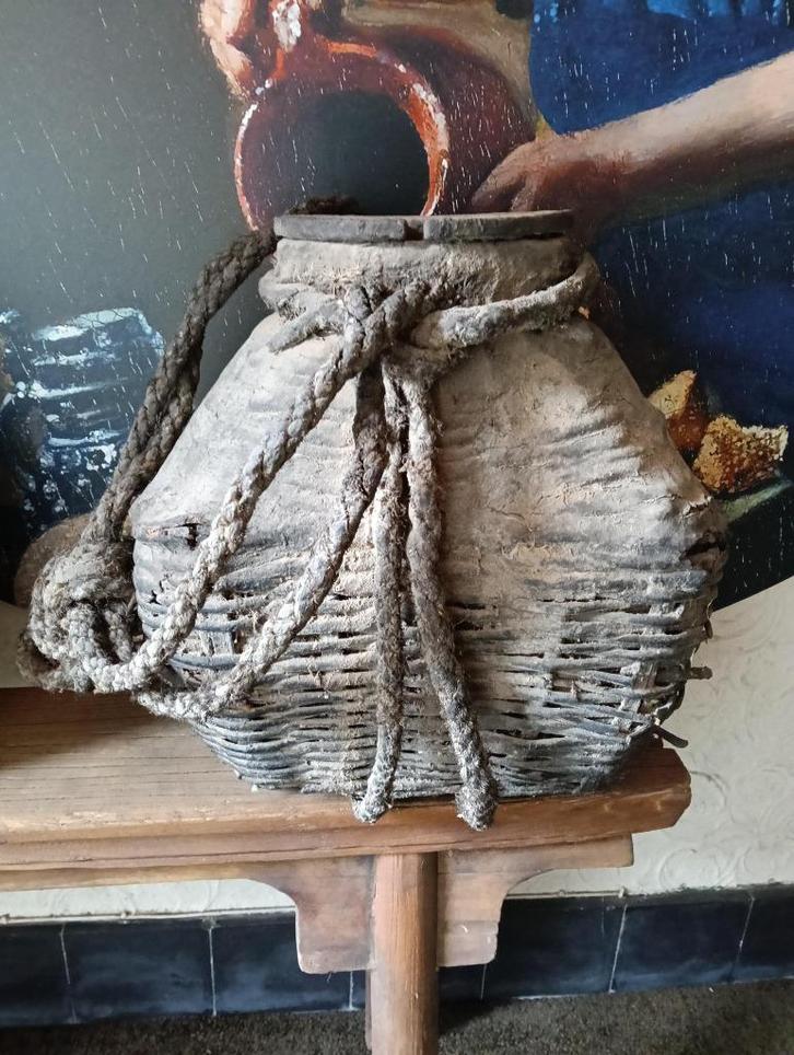 Mooie leemkruik leemmand met dik touw en deksel, Huis en Inrichting, Woonaccessoires | Overige, Zo goed als nieuw, Ophalen of Verzenden