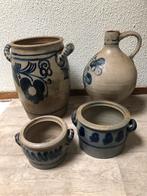 4 Blauwe Keulse potten., Antiek en Kunst, Antiek | Keramiek en Aardewerk, Ophalen of Verzenden