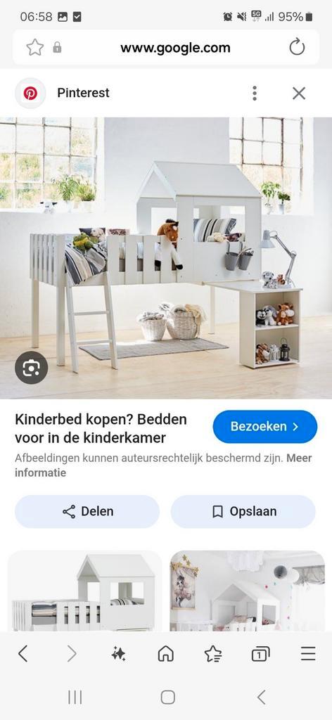 Hoogslaper met huisje meisjesbed bureau, Kinderen en Baby's, Kinderkamer | Stapelbedden en Hoogslapers, Zo goed als nieuw, Hoogslaper