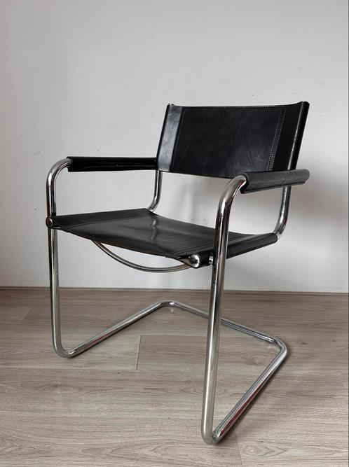4 Fasem Mart Stam design stoelen, Huis en Inrichting, Stoelen, Gebruikt, Leer, Zwart, Ophalen