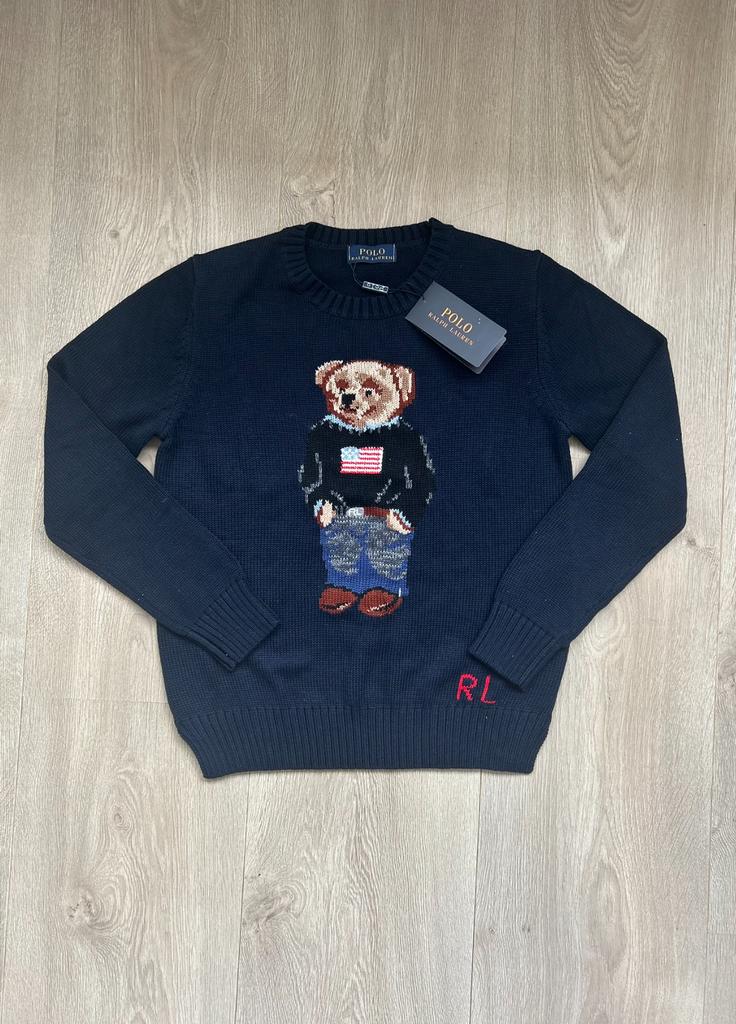 Polo Ralph Lauren beer trui donkerblauw navy maat M nieuw, Verzenden, Nieuw, Maat 48/50 (M), Blauw