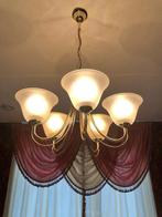 Kroonluchter / hanglamp klassiek art deco goud, glazen kap, Huis en Inrichting, Lampen | Kroonluchters, Ophalen of Verzenden, Glas