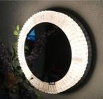 vintage spiegel met verlichting Hillebrand 60er, Huis en Inrichting, Woonaccessoires | Spiegels, Ophalen, Gebruikt, Rond, Minder dan 100 cm