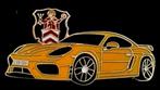 Porsche Cayman pin- okerrgeel emaille, Verzenden, Nieuw, Transport, Speldje of Pin