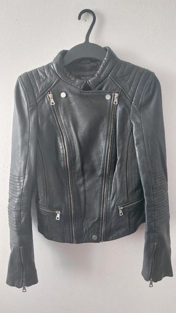 Zara trafaluc black leather biker jacket S