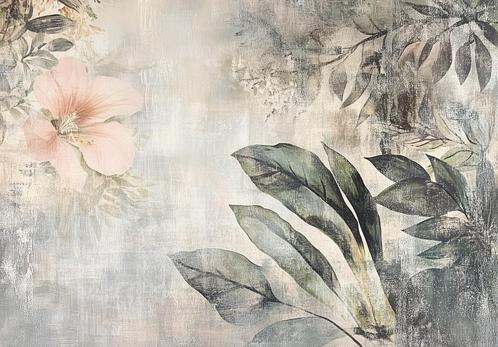 Botanisch fotobehang Hibiscus bloem II, bloemenbehang, Huis en Inrichting, Stoffering | Behang, Grijs, Roze, minder dan 10 m²