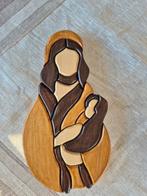Jaren 60 houten Maria abstract wandsculptuur, Antiek en Kunst, Ophalen of Verzenden