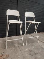 Twee witte barkrukken, Huis en Inrichting, Barkrukken, 2 krukken, Ophalen, Zo goed als nieuw, 60 tot 90 cm