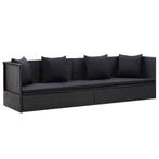 Tuinbed met kussens poly rattan zwart gratis bezorgd, Ophalen of Verzenden, Nieuw