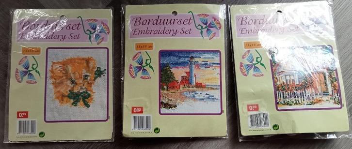 Borduurpakket 3x (NIEUW), Hobby en Vrije tijd, Borduren en Borduurmachines, Nieuw, Borduurpakket, Handborduren, Ophalen of Verzenden